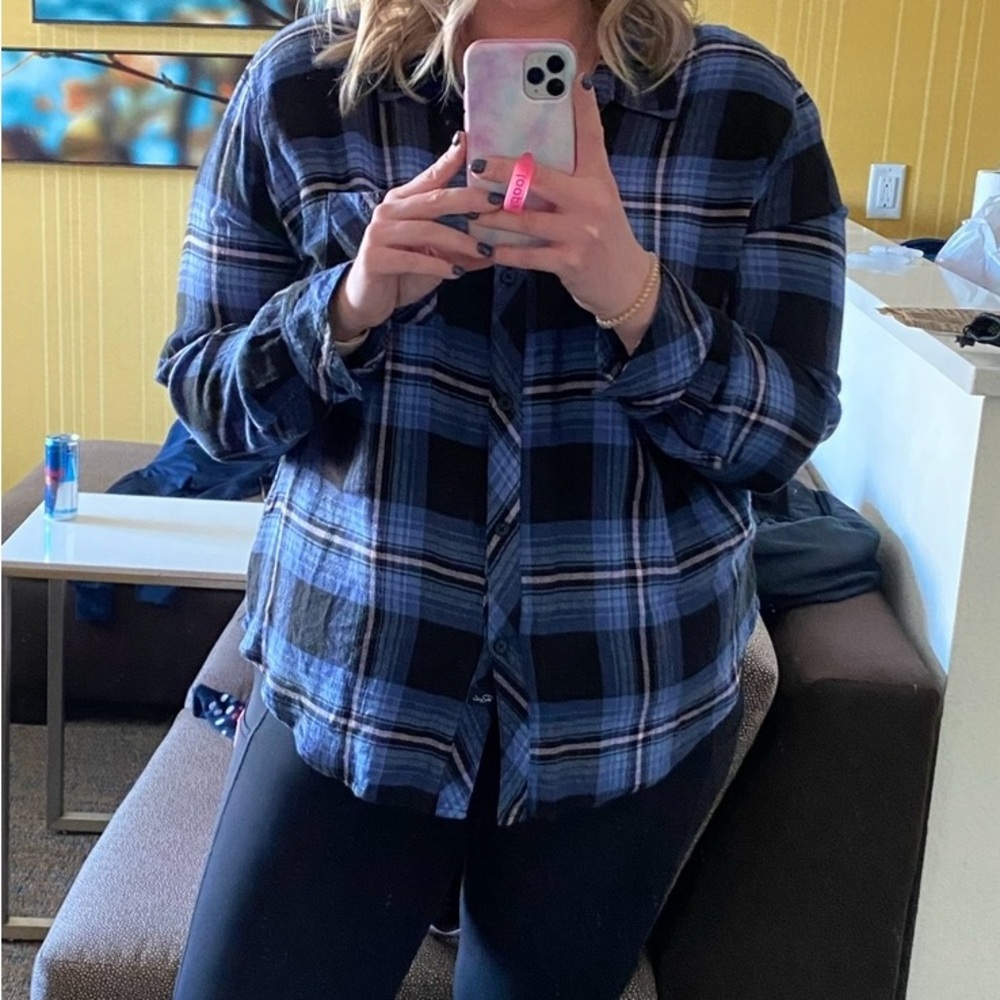 Rails Women’s Blue/Purple and Black Plaid Button Down Shirt